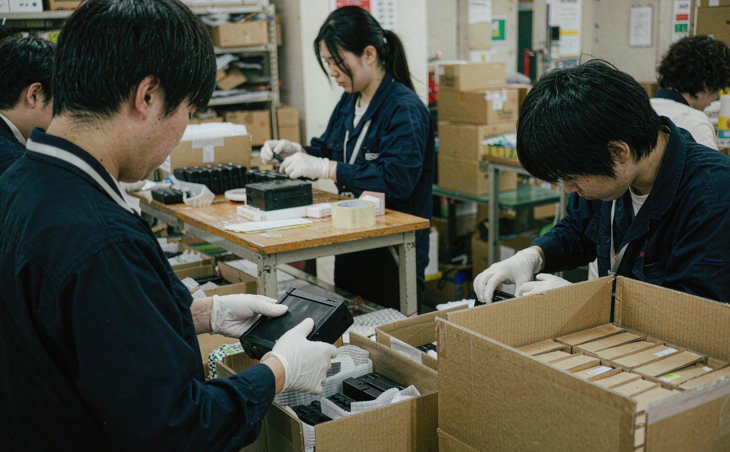 Factory packing line for lithium battery packs